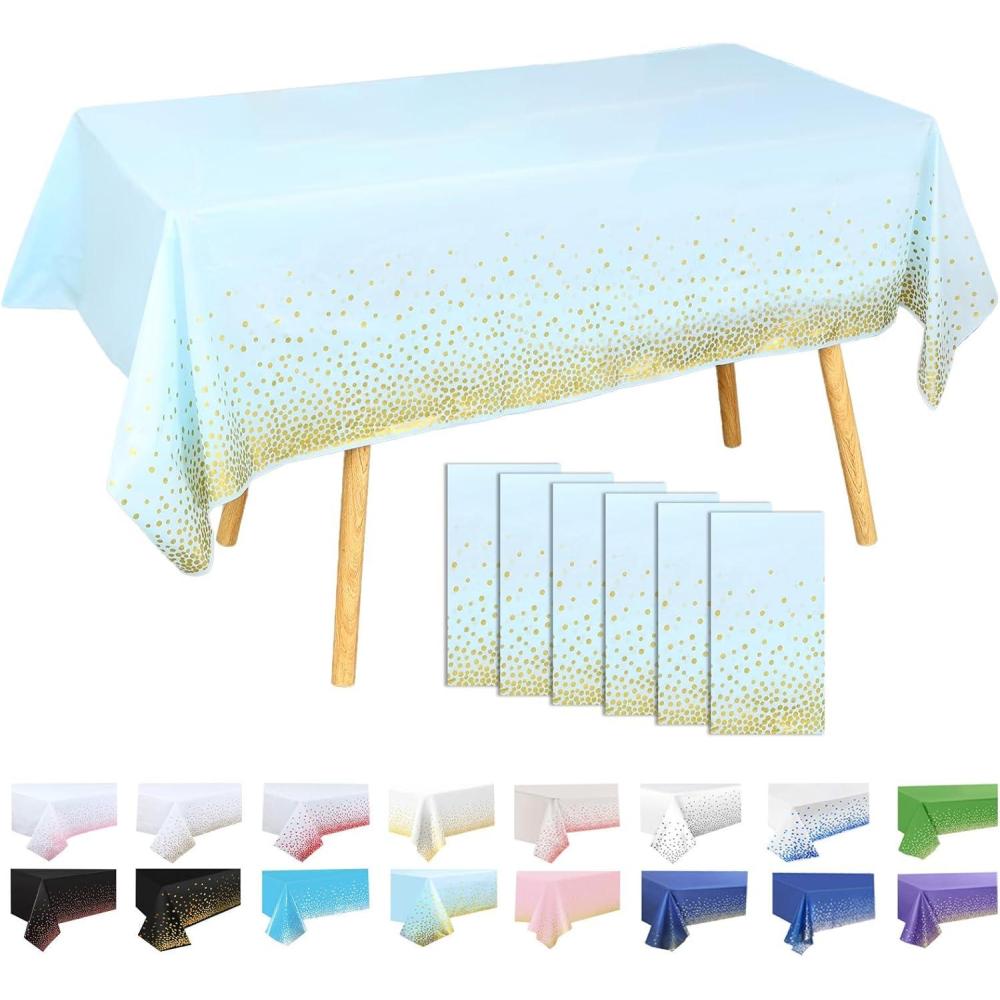 image6 Pices Nappe Pois137x274cm Grande Bleu Marine Nappe de Fte danniversaire Points OrRectangulaireRutilisableImpermables Nappes pour PicnicExterieurJardinMariageFestivalBleu Clairor