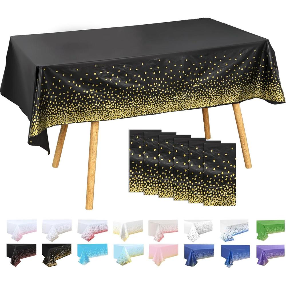 image6 Pices Nappe Pois137x274cm Grande Bleu Marine Nappe de Fte danniversaire Points OrRectangulaireRutilisableImpermables Nappes pour PicnicExterieurJardinMariageFestivalNoiror