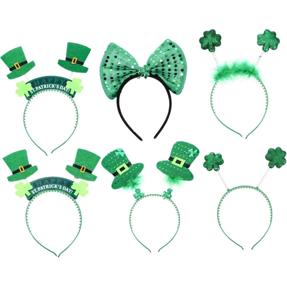 image6 Pices bandeau de carnaval trefle saint patrick day fiesta feist dcoration Vert trfle kilt accessoire de cheveux patrick cerceau de cheveux st patrick Tissu polyester Green