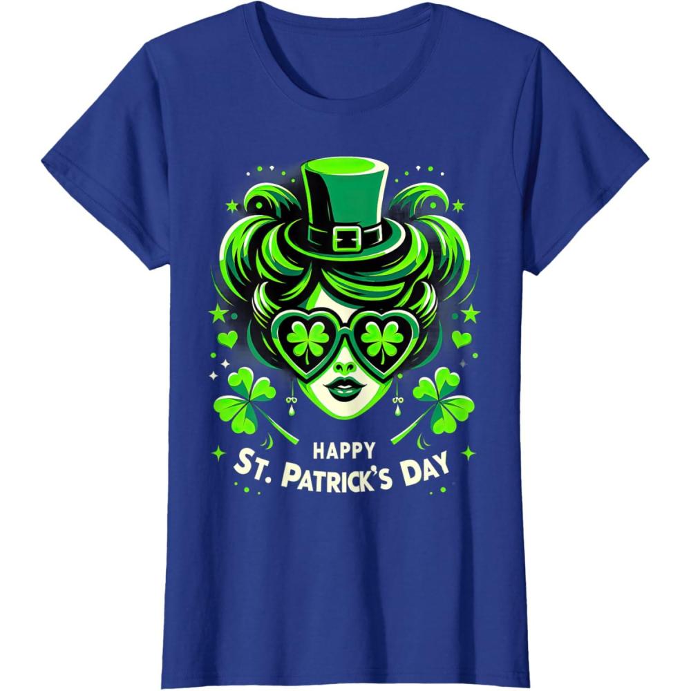 imageChignon Happy St Patrick pour filles enfants adolescents TShirtBleu Royal