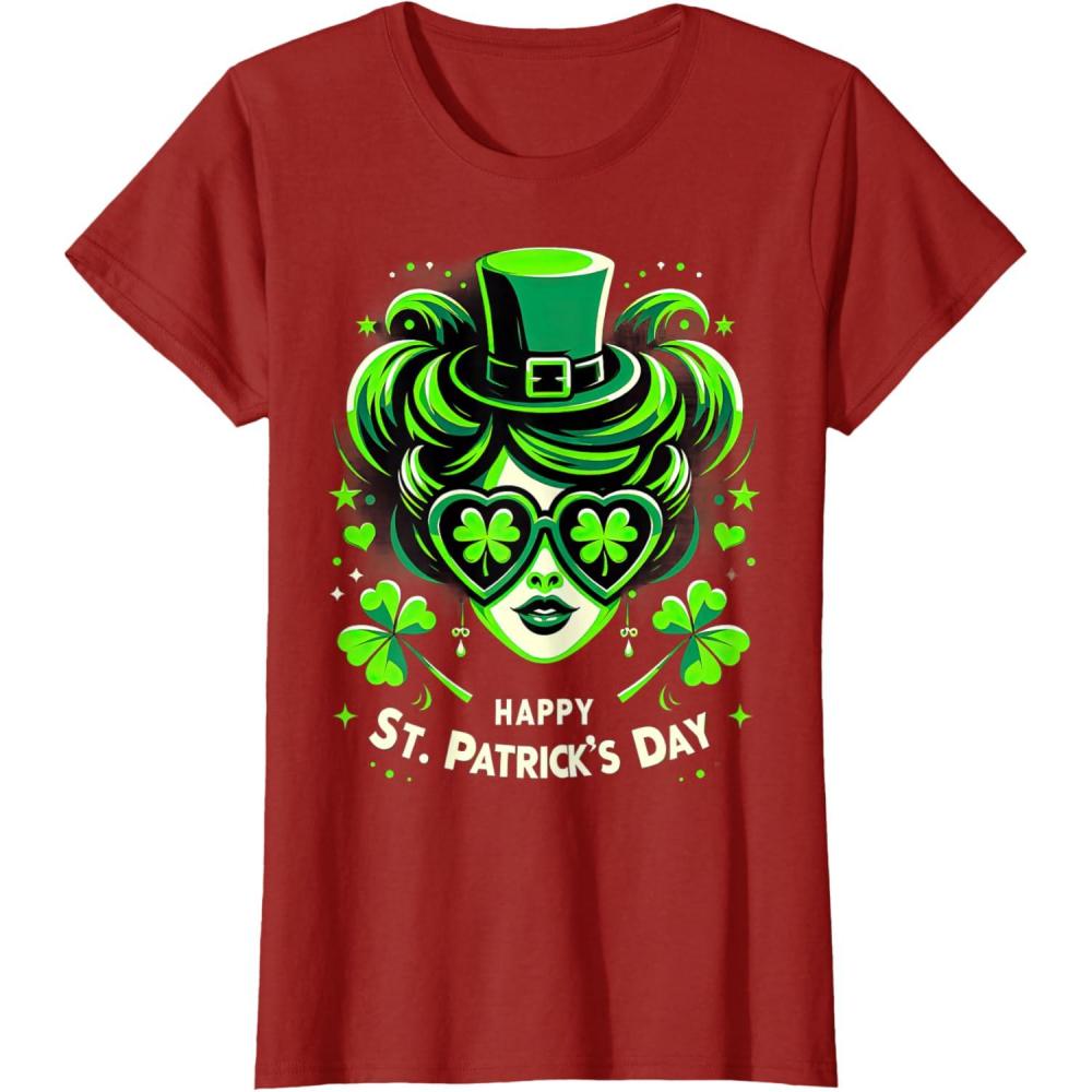 imageChignon Happy St Patrick pour filles enfants adolescents TShirtCanneberge