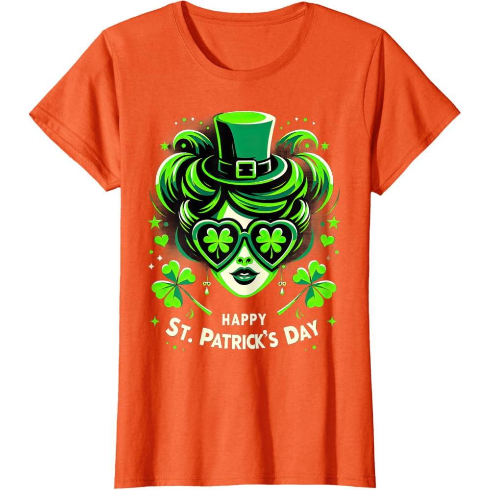 imageChignon Happy St Patrick pour filles enfants adolescents TShirtOrange