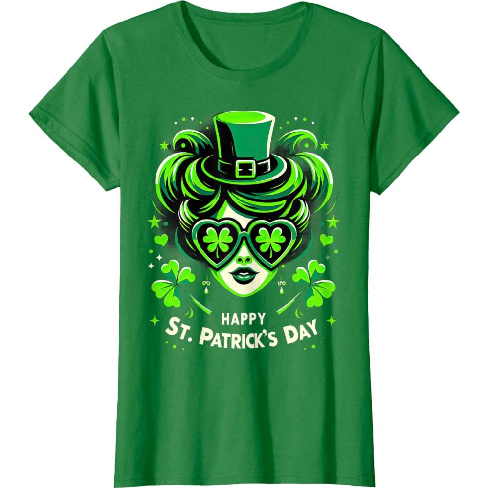 imageChignon Happy St Patrick pour filles enfants adolescents TShirtVert Kelly