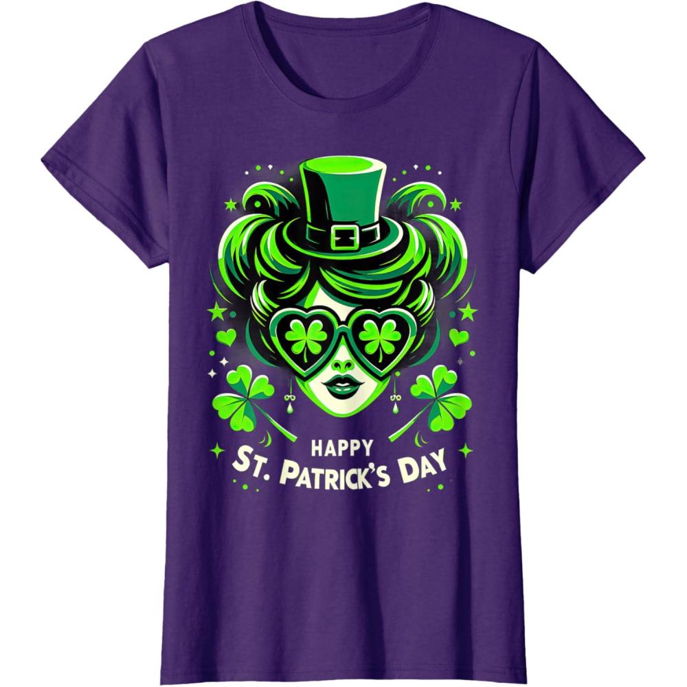 imageChignon Happy St Patrick pour filles enfants adolescents TShirtViolet