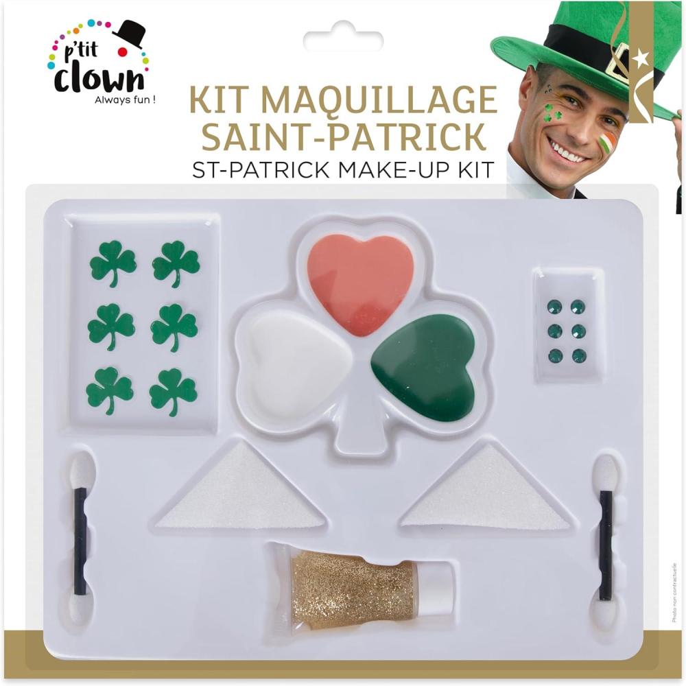 imagePTIT CLOWN 23248 Stick de Maquillage Saint Patrick Thme Irlandais Soutien Festif lIrlande Maquillage de Dguisement Utilisation Facile LavablePalette de maquillage