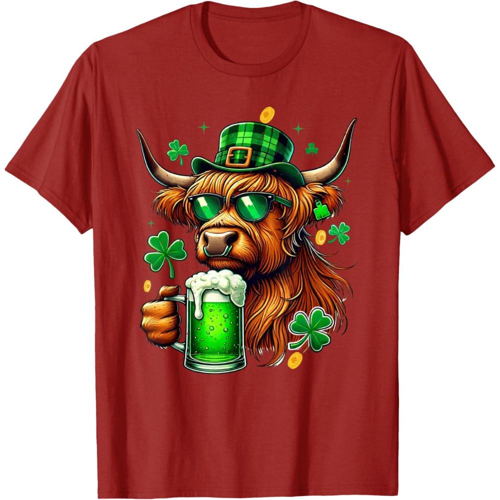 imageVache irlandaise des Highlands avec trfles St Patricks Green Beer TShirtCanneberge