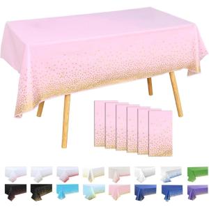6 Pièces Nappe à Pois,137x274cm Grande Bleu Marine Nappe de Fête d&rsquo;anniversaire Points Or,Rectangulaire,Réutilisable,Imperméables Nappes pour Picnic,Exterieur,Jardin,Mariage,Festival(Rose-or)