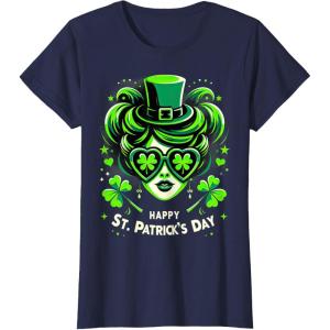 Chignon Happy St Patrick pour filles, enfants, adolescents T-Shirt(Bleu Marine)