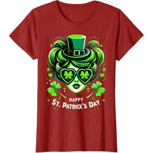 Chignon Happy St Patrick pour filles, enfants, adolescents T-Shirt(Canneberge)