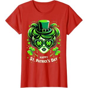 Chignon Happy St Patrick pour filles, enfants, adolescents T-Shirt(Rouge)