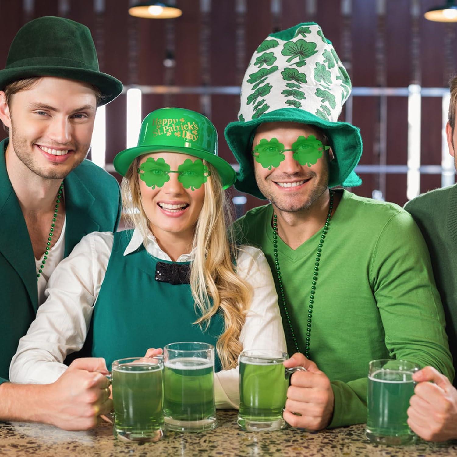 image6 Pices Lunettes Saint Patrick Conception Sans Cadre Saint Patrick Accessoire Forme de Trfle Quatre Feuilles Lunettes de Soleil Trfle Quatre Feuilles Conception Simple Pour