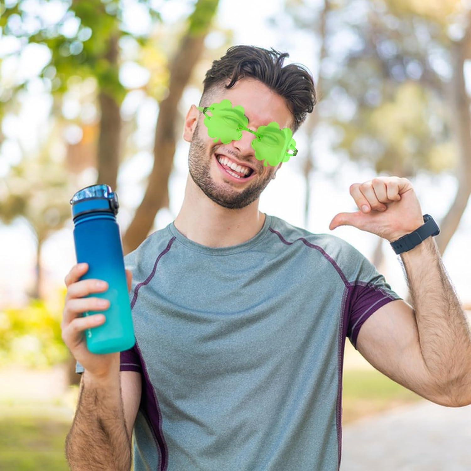 image6 Pices Lunettes Saint Patrick Conception Sans Cadre Saint Patrick Accessoire Forme de Trfle Quatre Feuilles Lunettes de Soleil Trfle Quatre Feuilles Conception Simple Pour