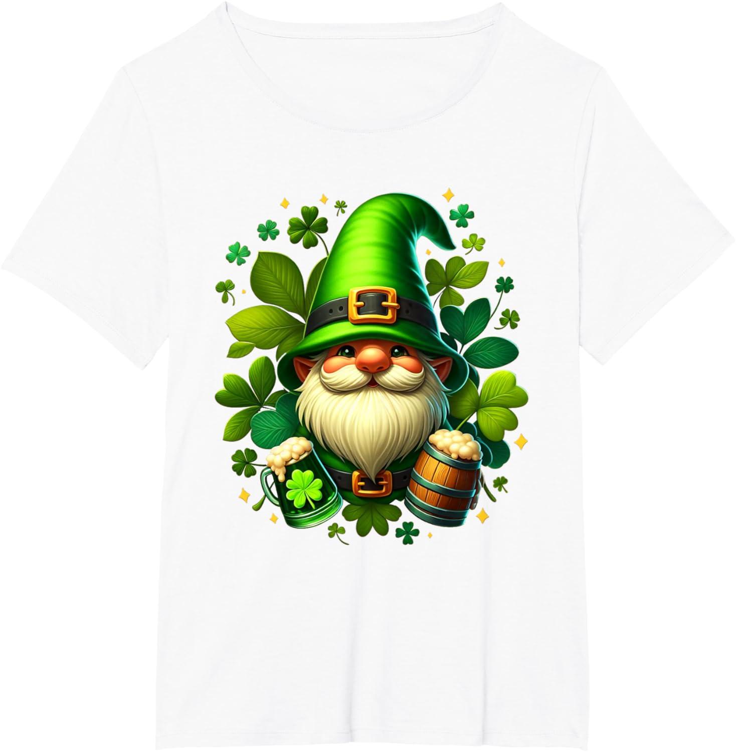 imageGNOME De La Saint Patrick Shamrock St Patricks GNOME TShirtBlanc
