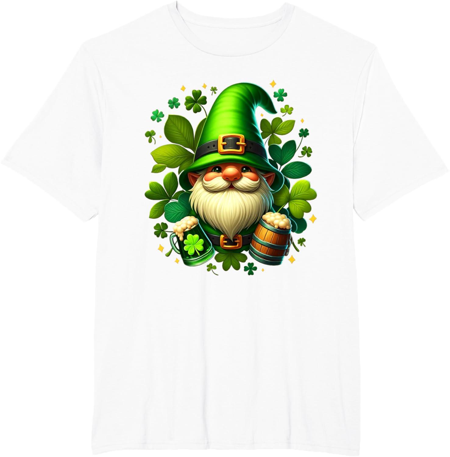 imageGNOME De La Saint Patrick Shamrock St Patricks GNOME TShirtBlanc