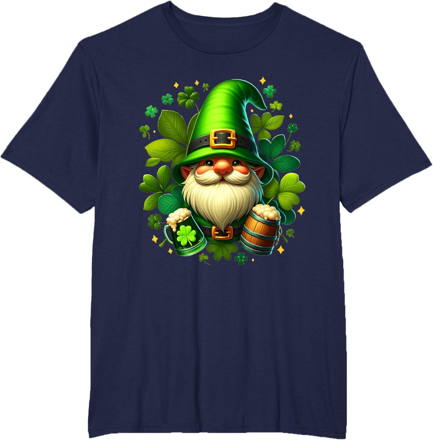 imageGNOME De La Saint Patrick Shamrock St Patricks GNOME TShirtBleu Marine