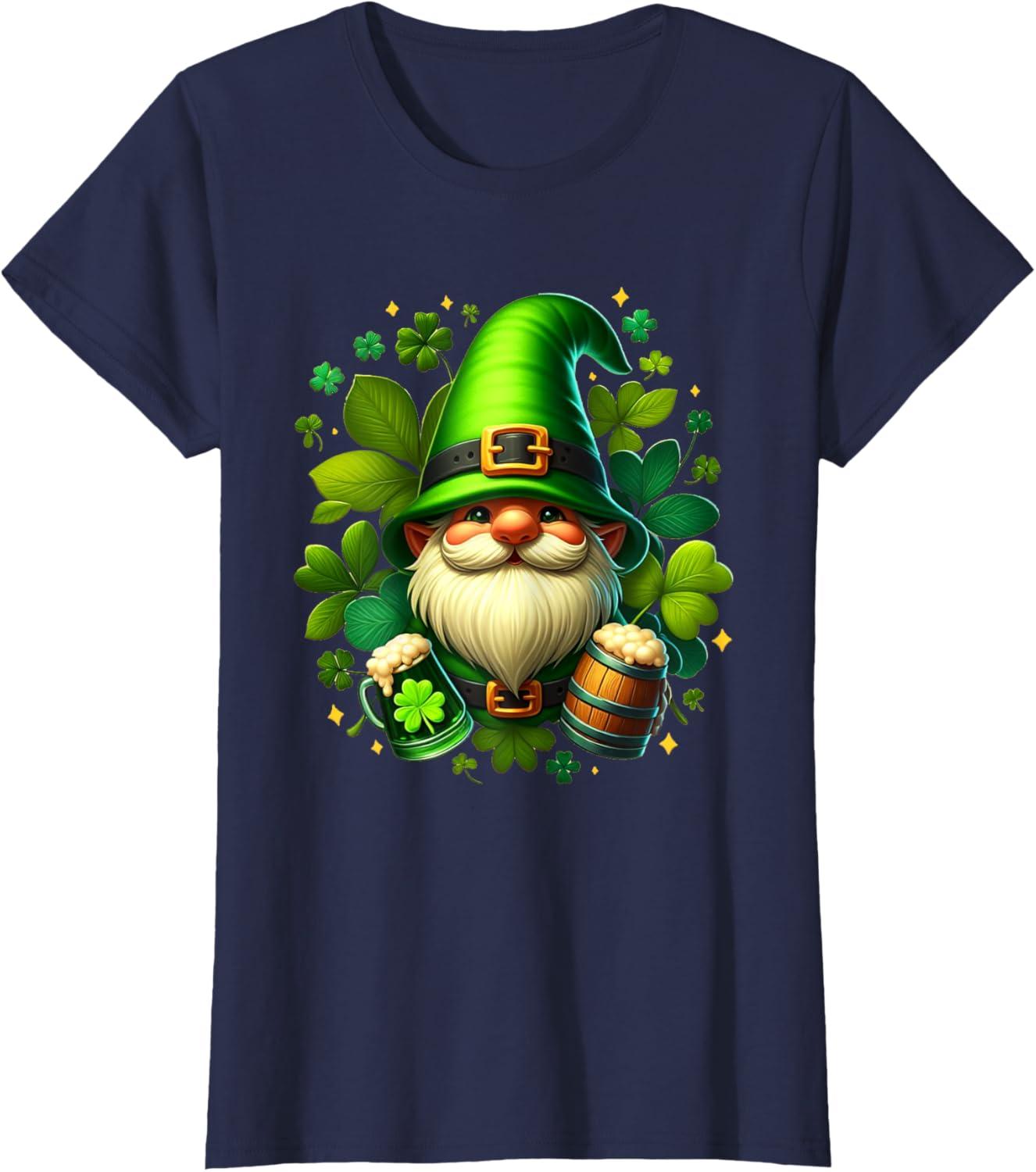 imageGNOME De La Saint Patrick Shamrock St Patricks GNOME TShirtBleu Marine
