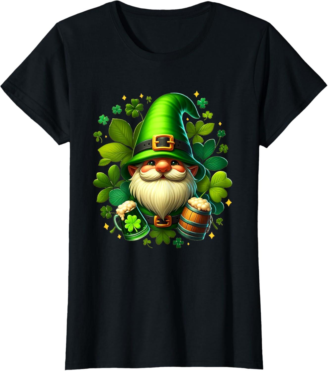 imageGNOME De La Saint Patrick Shamrock St Patricks GNOME TShirtNoir