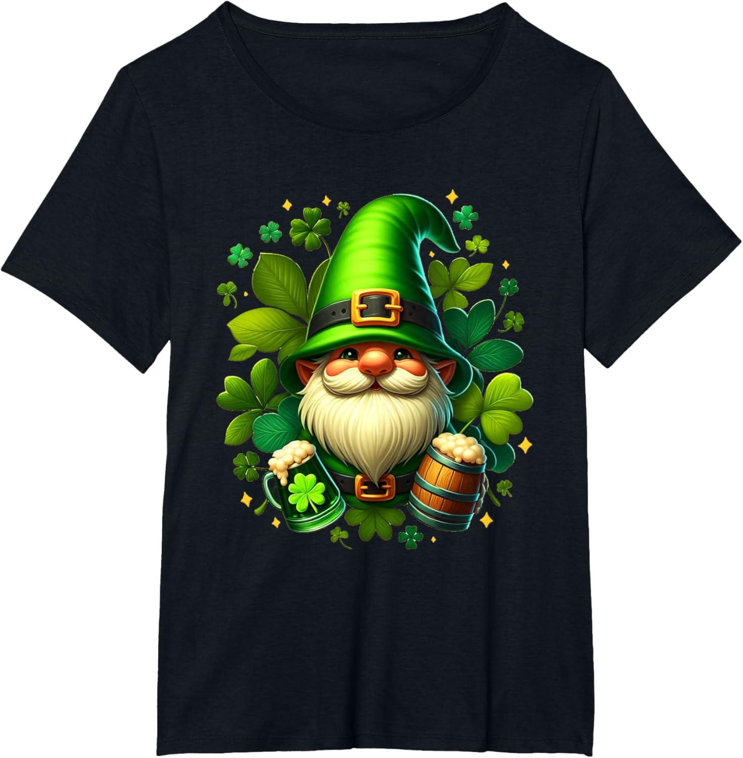 imageGNOME De La Saint Patrick Shamrock St Patricks GNOME TShirtNoir