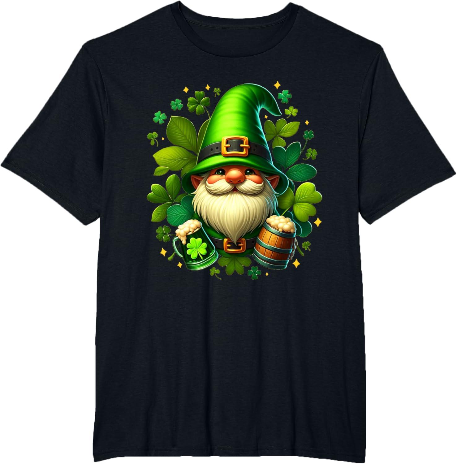imageGNOME De La Saint Patrick Shamrock St Patricks GNOME TShirtNoir