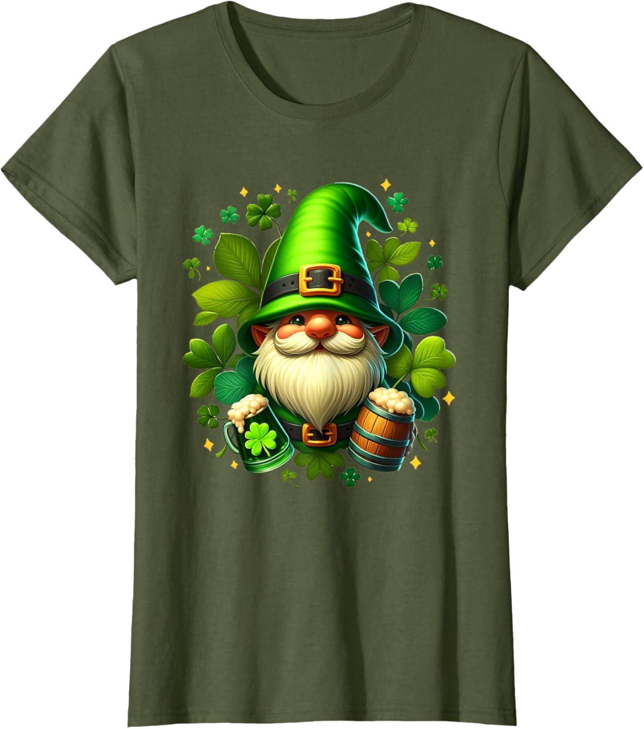 imageGNOME De La Saint Patrick Shamrock St Patricks GNOME TShirtOlive