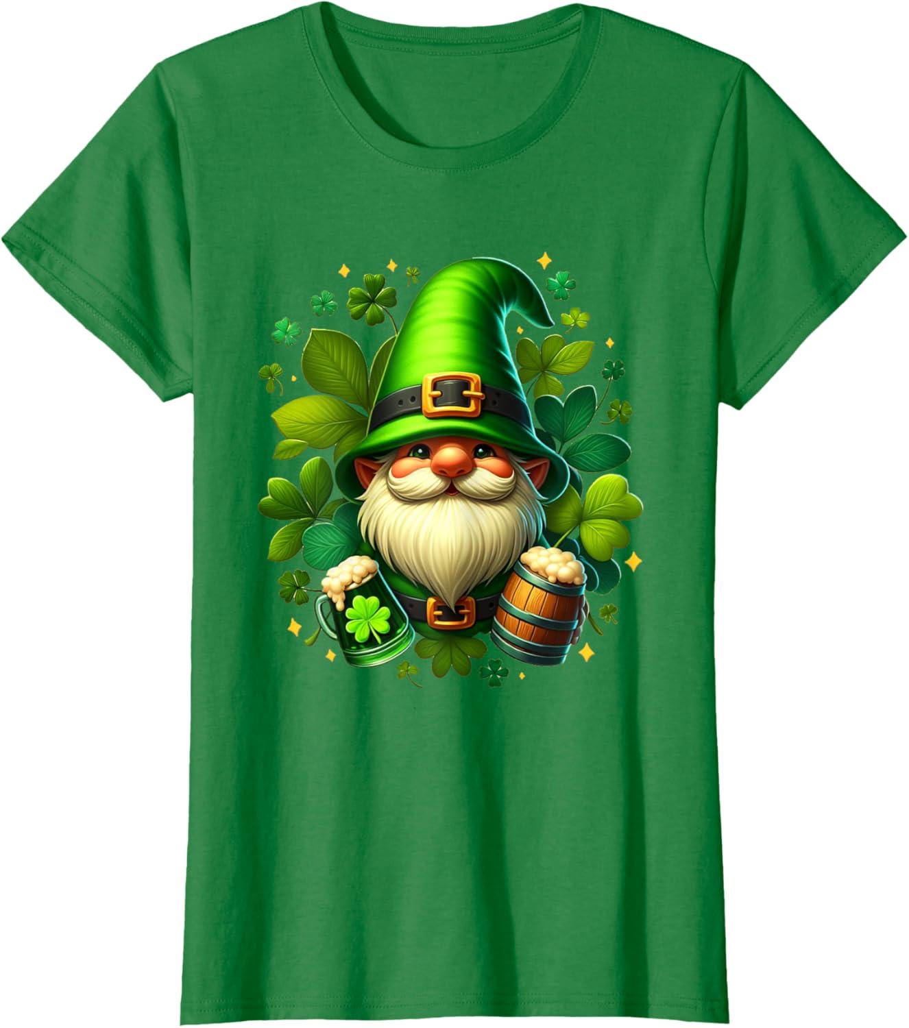 imageGNOME De La Saint Patrick Shamrock St Patricks GNOME TShirtVert Kelly