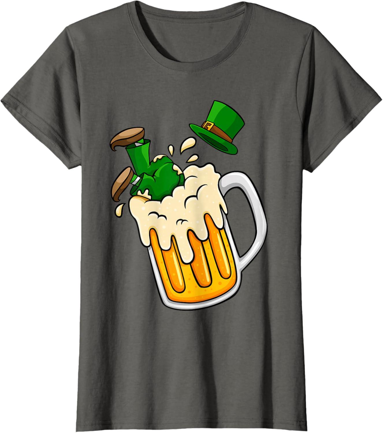 imageLeprechaun Jump into Beer St Patricks Day Adulte Homme Femme TShirtAsphalte