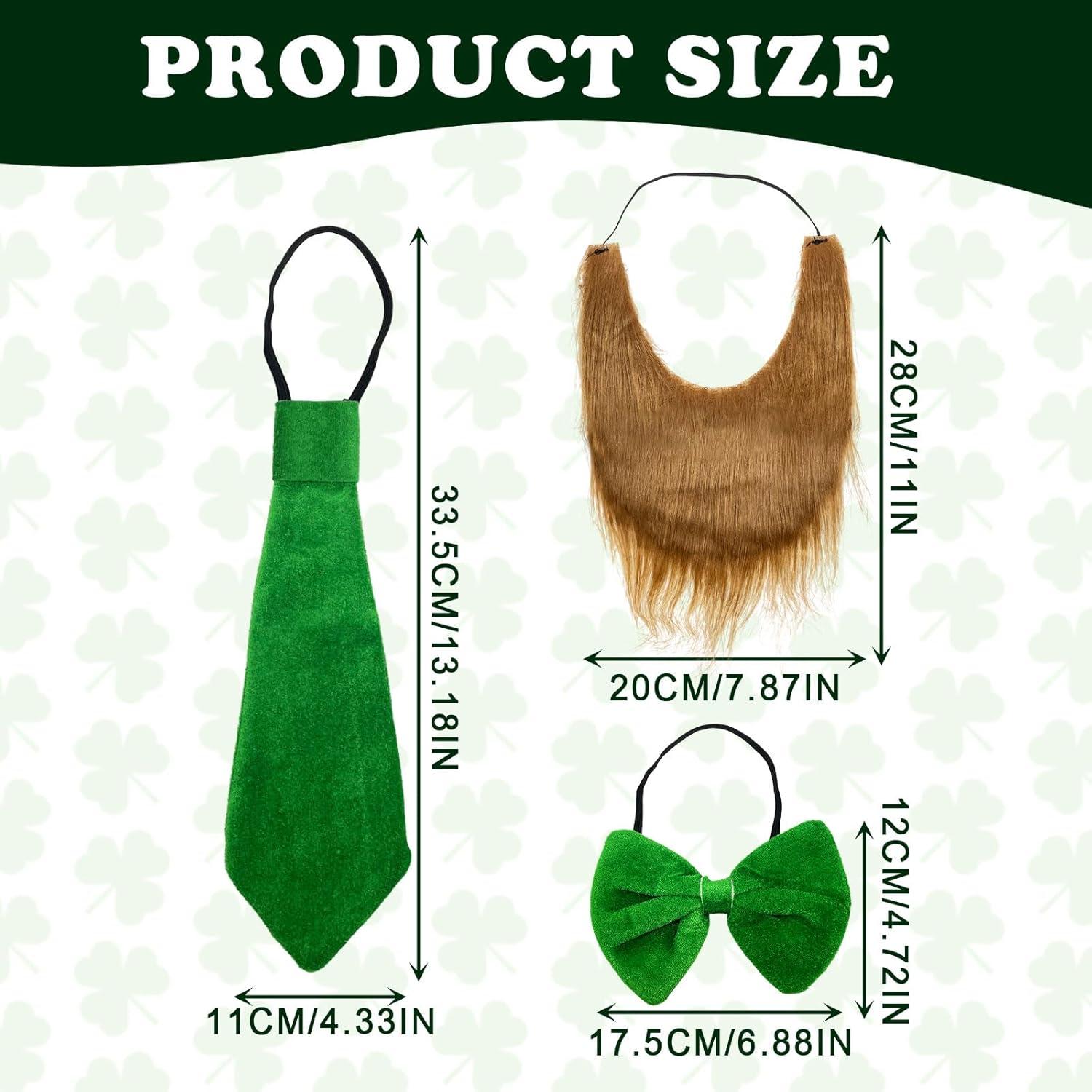 imageLot de 3 accessoires de robe verte dcorations de costume de la SaintPatrick costume de leprechaun nud papillon accessoires de costume de barbe accessoire rtro pour homme et femmeVert