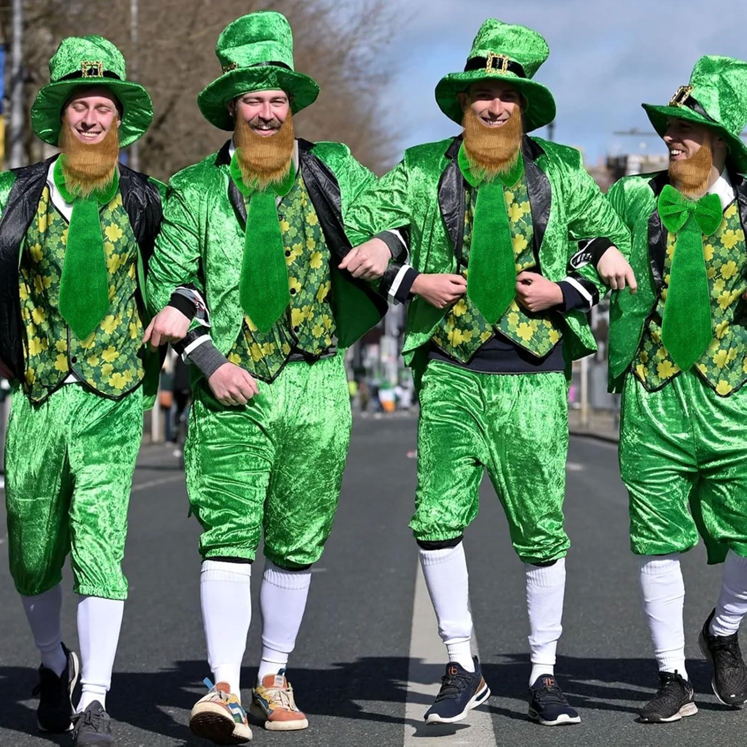 imageLot de 3 accessoires de robe verte dcorations de costume de la SaintPatrick costume de leprechaun nud papillon accessoires de costume de barbe accessoire rtro pour homme et femmeVert