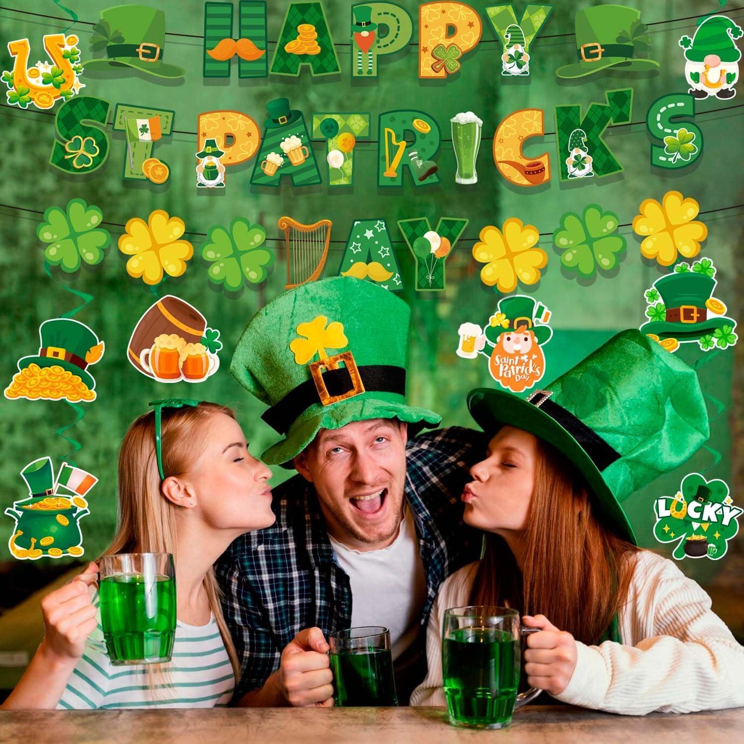 imageSaint Patrick Dcorations de Tourbillon Suspendues 8 Pcs Dcorations de Tourbillon en Feuille de La SaintPatrick ampamp 1 Pcs Bannire St Patricks Day pour Dcorations de Fte de la SaintPatrick