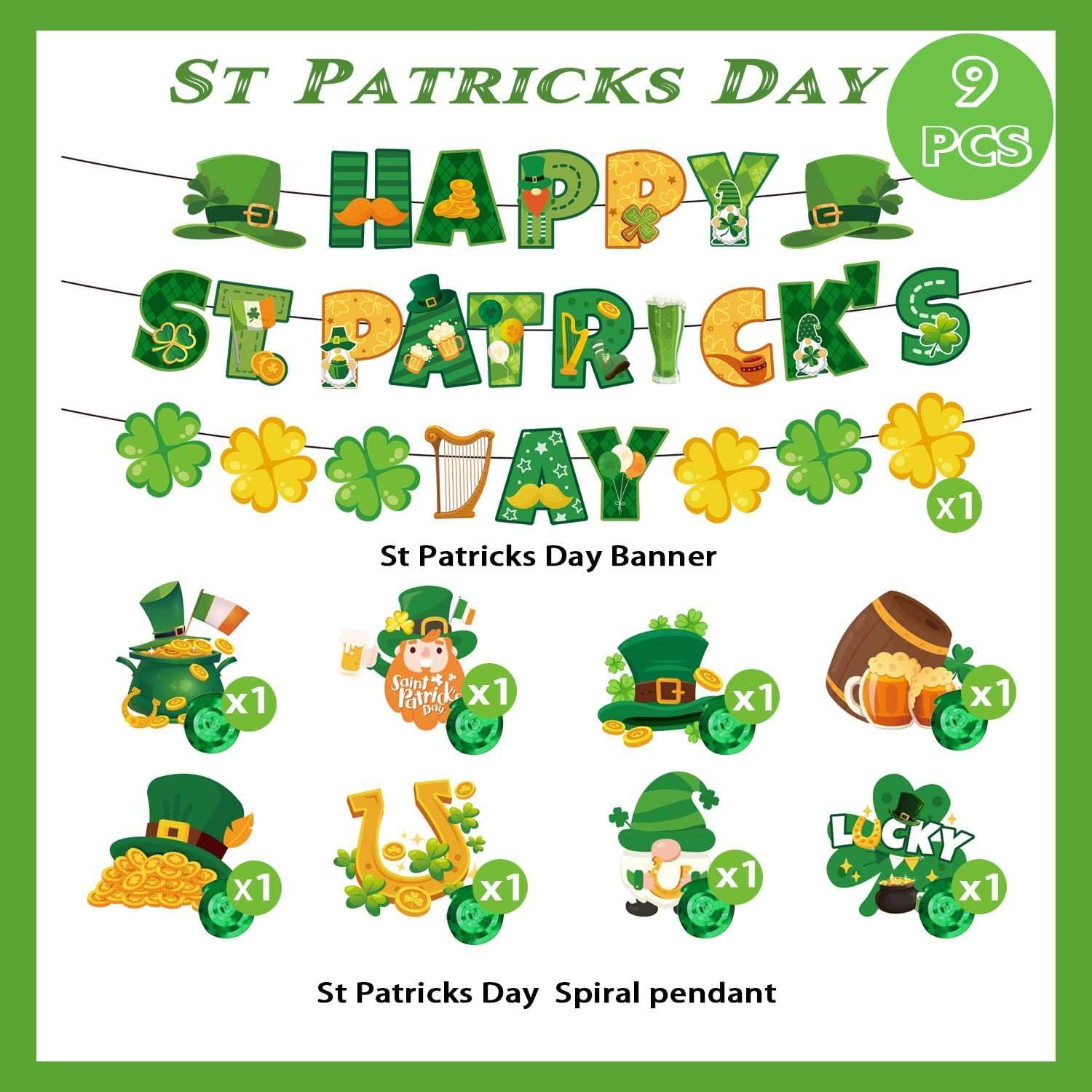 imageSaint Patrick Dcorations de Tourbillon Suspendues 8 Pcs Dcorations de Tourbillon en Feuille de La SaintPatrick ampamp 1 Pcs Bannire St Patricks Day pour Dcorations de Fte de la SaintPatrick