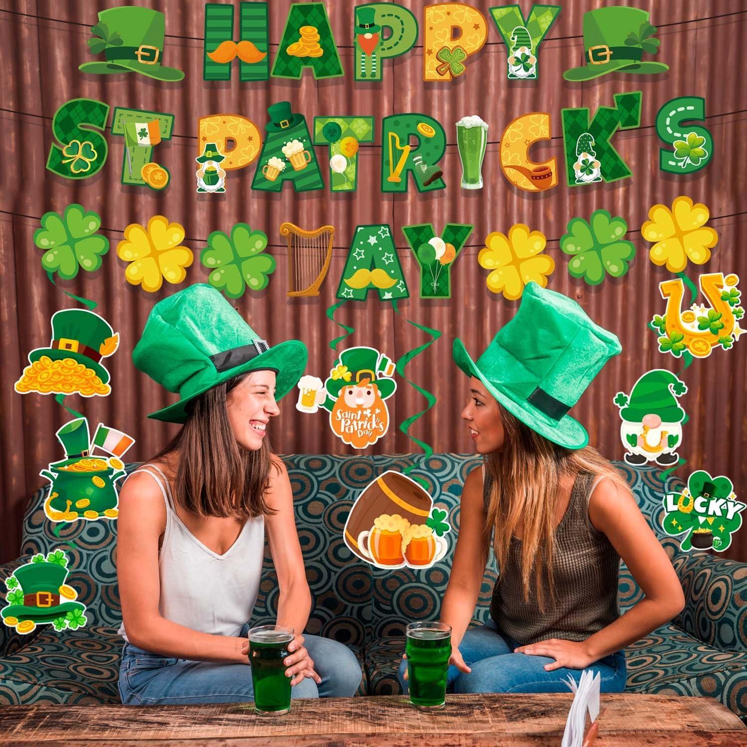 imageSaint Patrick Dcorations de Tourbillon Suspendues 8 Pcs Dcorations de Tourbillon en Feuille de La SaintPatrick ampamp 1 Pcs Bannire St Patricks Day pour Dcorations de Fte de la SaintPatrick