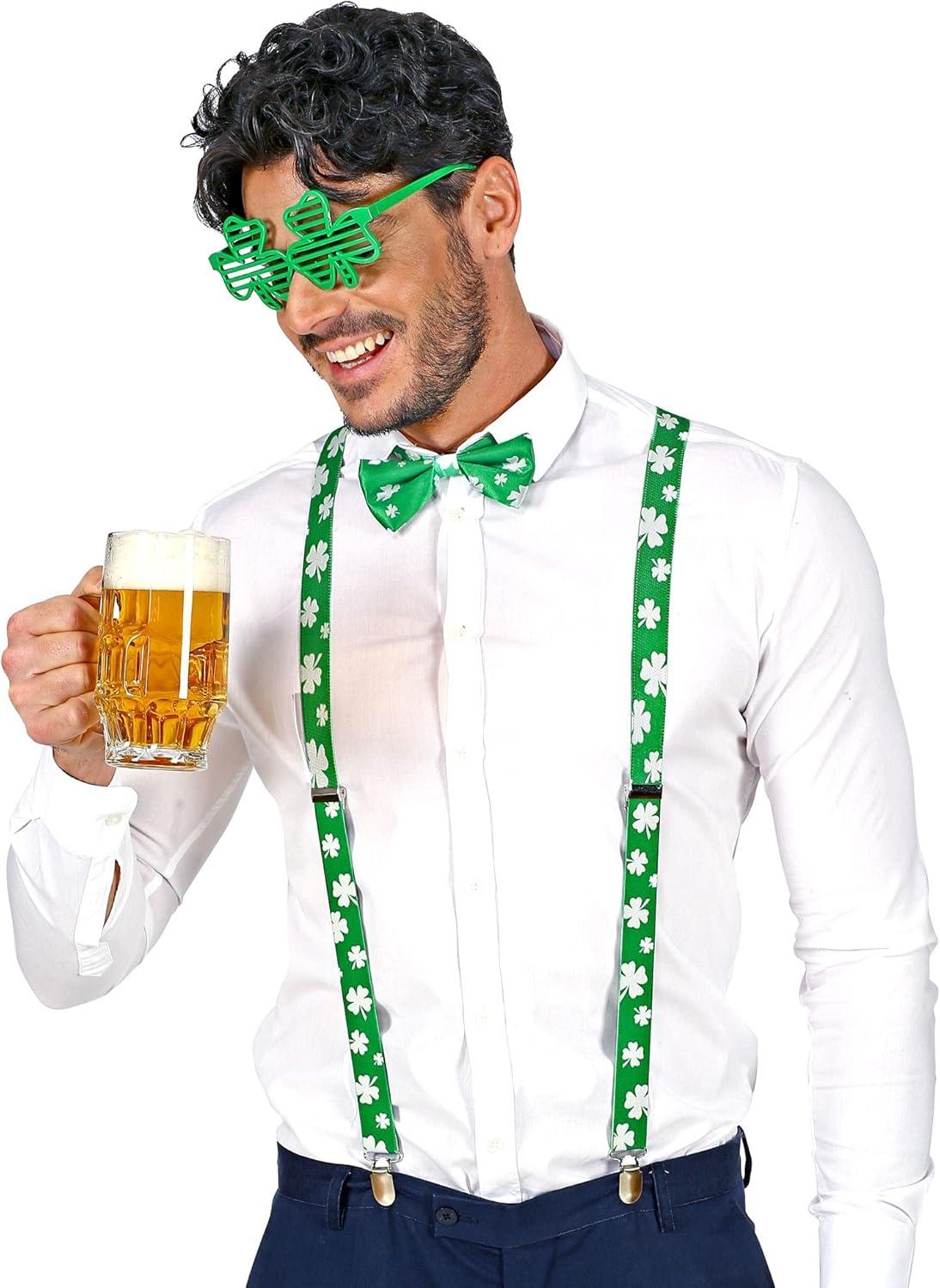 imageWIDMANN Unisex Santa set glasses suspenders and bow tieVert