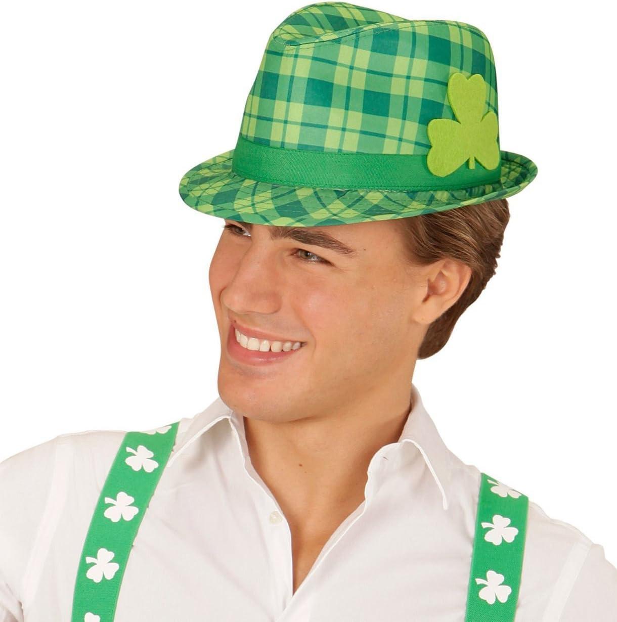 imageWidmann 14352 Chapeau Fedora Motif Saint Patrick avec trfle 4 Feuilles Vert IrlandaisVert