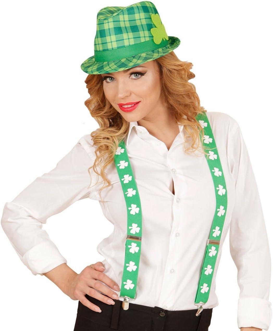 imageWidmann 14352 Chapeau Fedora Motif Saint Patrick avec trfle 4 Feuilles Vert IrlandaisVert