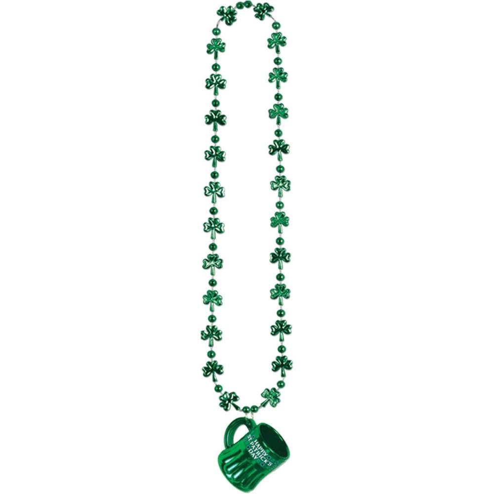 imageDEGUISE TOI Collier Chope St Patrick 1 Collier chope Taille Unique Vert Accessoires pour dguisement Plastique