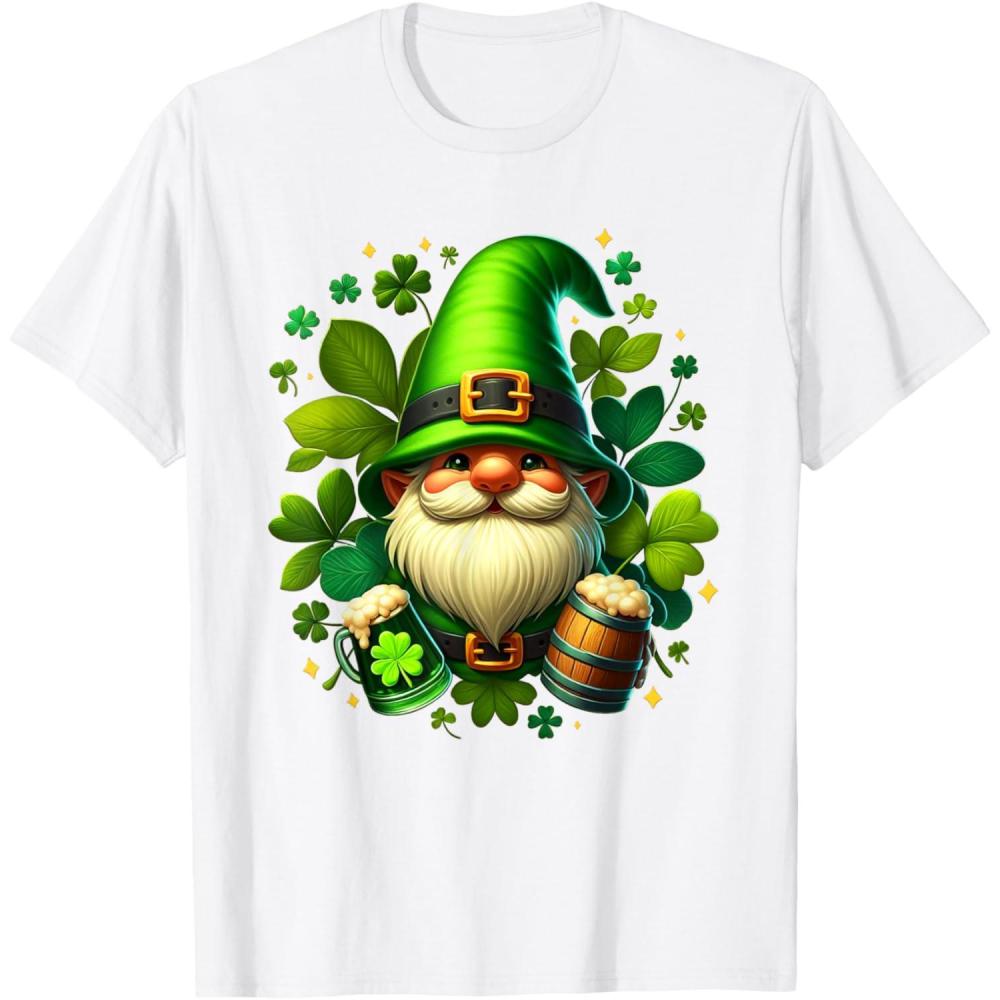 imageGNOME De La Saint Patrick Shamrock St Patricks GNOME TShirtBlanc