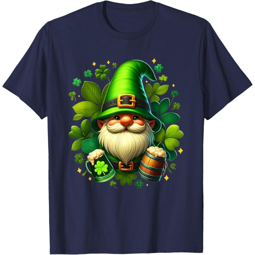 imageGNOME De La Saint Patrick Shamrock St Patricks GNOME TShirtBleu Marine