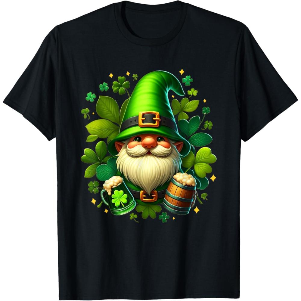 imageGNOME De La Saint Patrick Shamrock St Patricks GNOME TShirtNoir