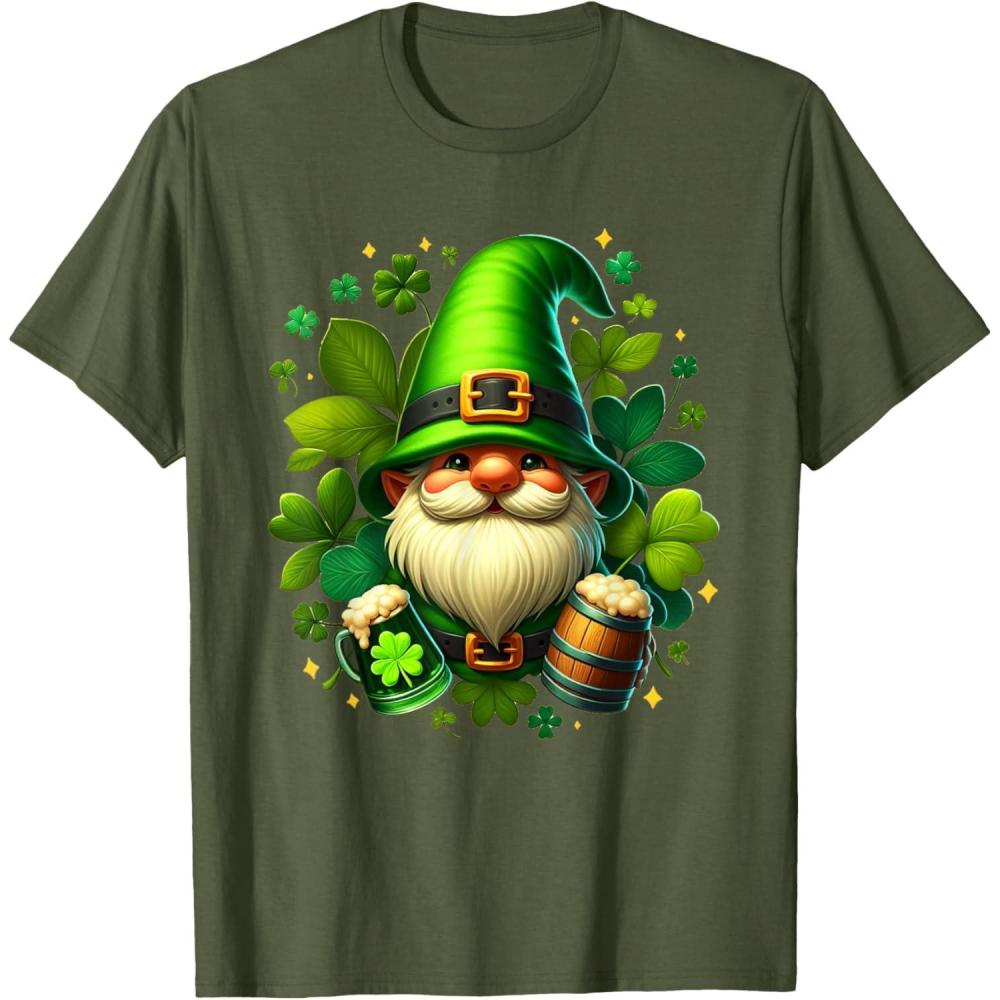 imageGNOME De La Saint Patrick Shamrock St Patricks GNOME TShirtOlive
