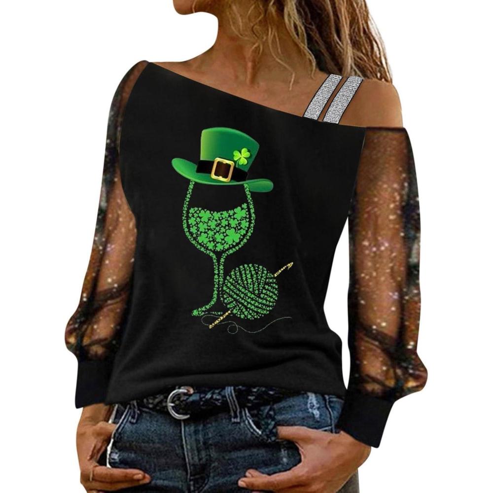 imageHUIFUAO Tshirt de la SaintPatrick pour femme Trfle portebonheur Chemise de la St Patrick pour femme Tshirt irlandais pour femmeZ02 Vert