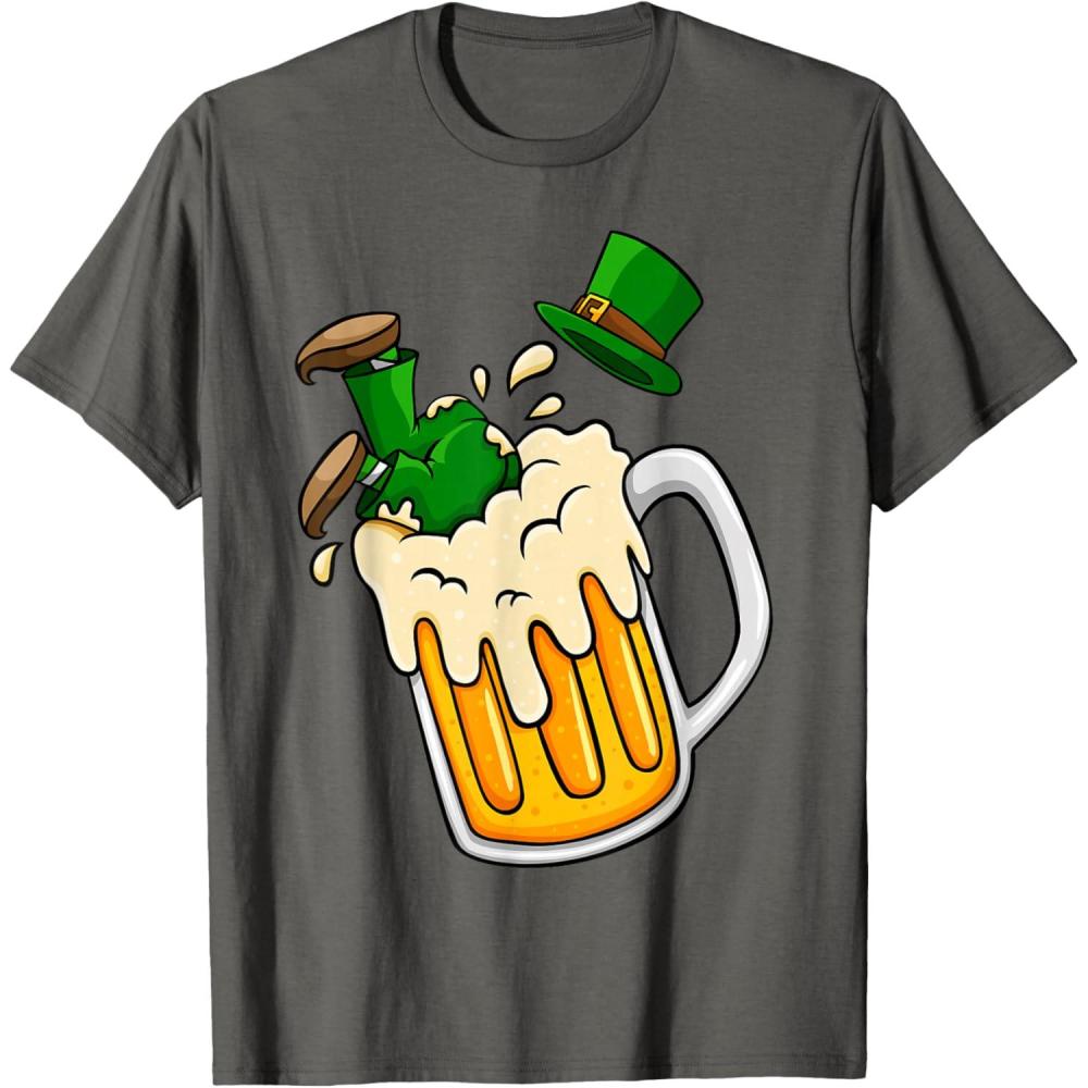 imageLeprechaun Jump into Beer St Patricks Day Adulte Homme Femme TShirtAsphalte
