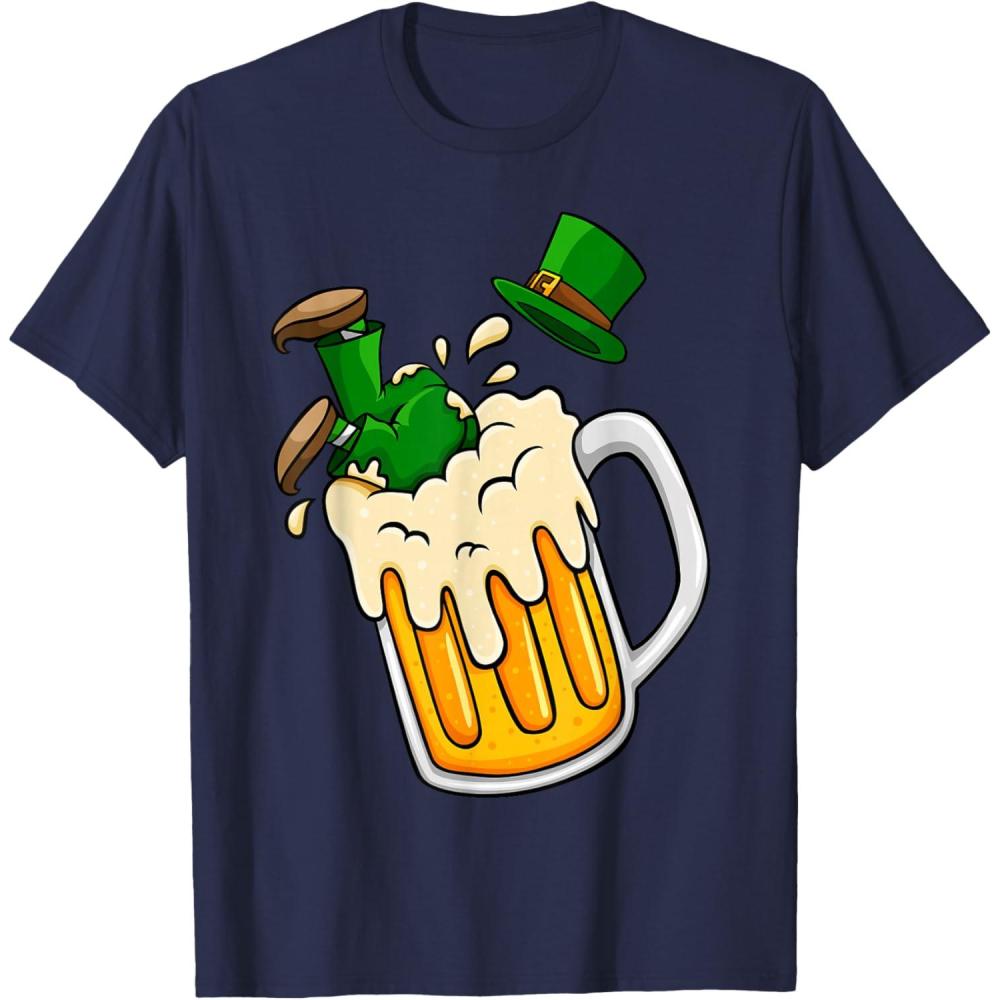 imageLeprechaun Jump into Beer St Patricks Day Adulte Homme Femme TShirtBleu Marine