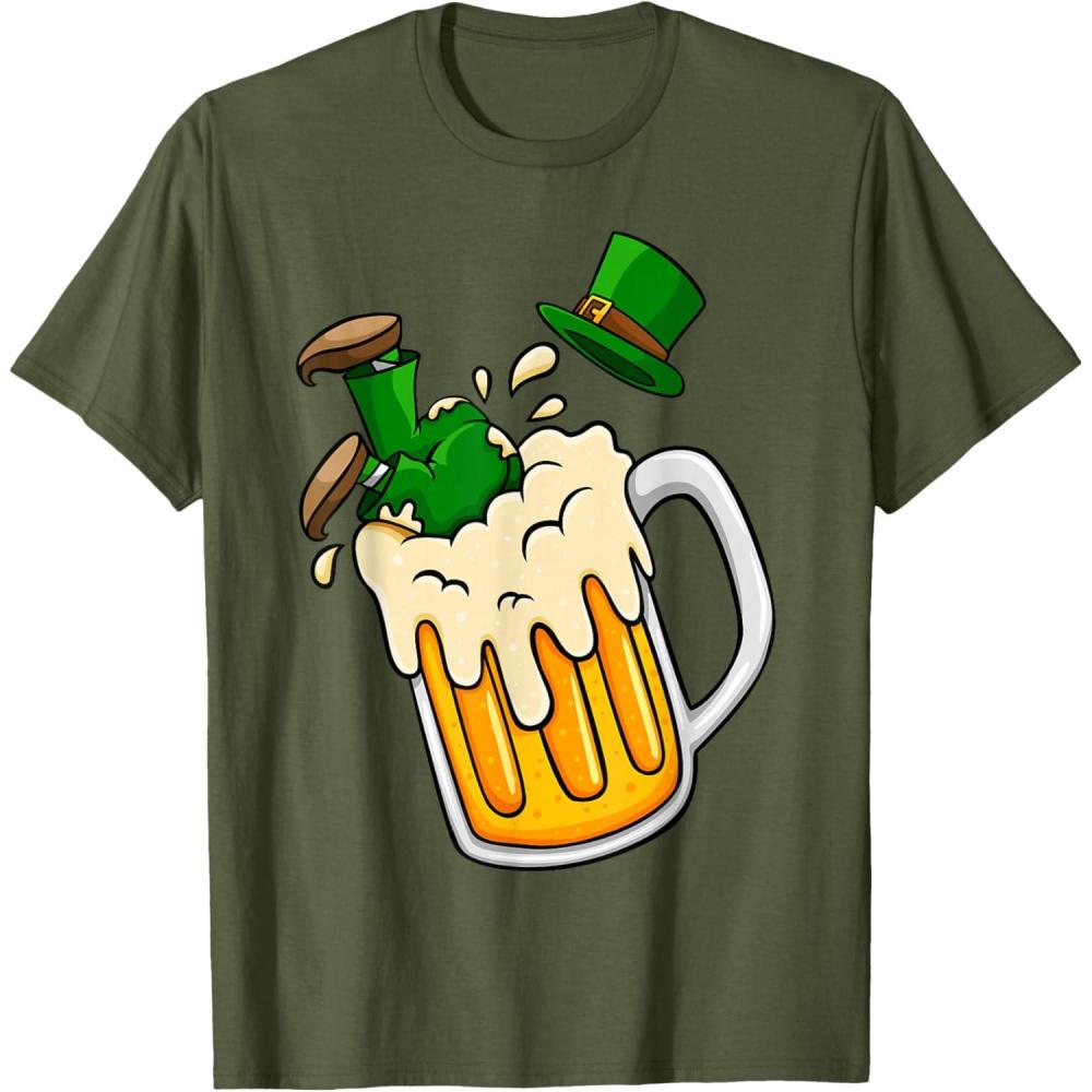 imageLeprechaun Jump into Beer St Patricks Day Adulte Homme Femme TShirtOlive