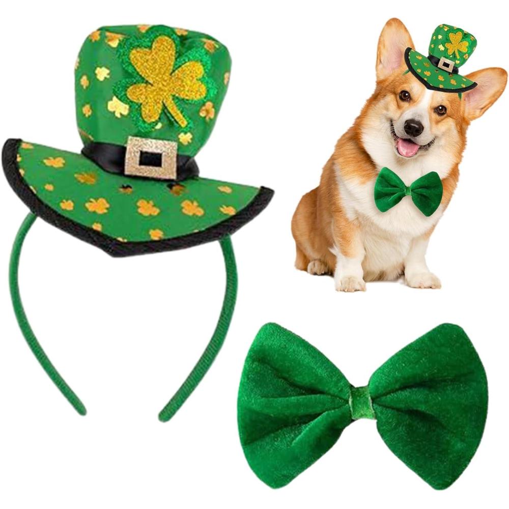 imageSt Patrick Collier pour chien avec nud cheveux Tenue lastique douce et verte chapeau de Saint Patrick pour fte maison jardin parc promenade extrieur appartement