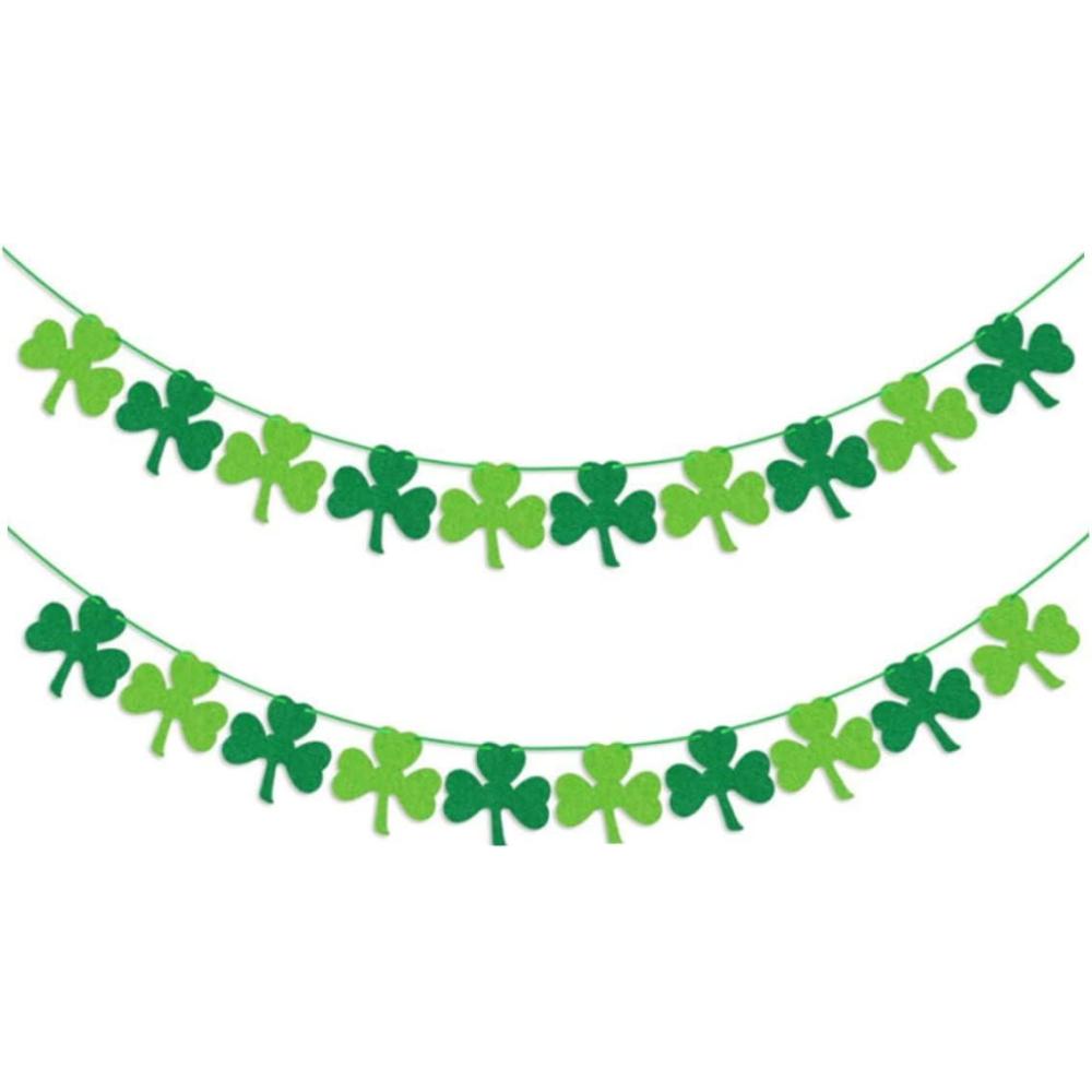 imageSt Patricks Day Dcoration Shamrock Guirlande Bannire Guirlande De Trfle Vert pour Fourniture De Fte Irlandaise 2pcs Bannire Irlandaise Fournitures Fte St Patricks Day Dcorations