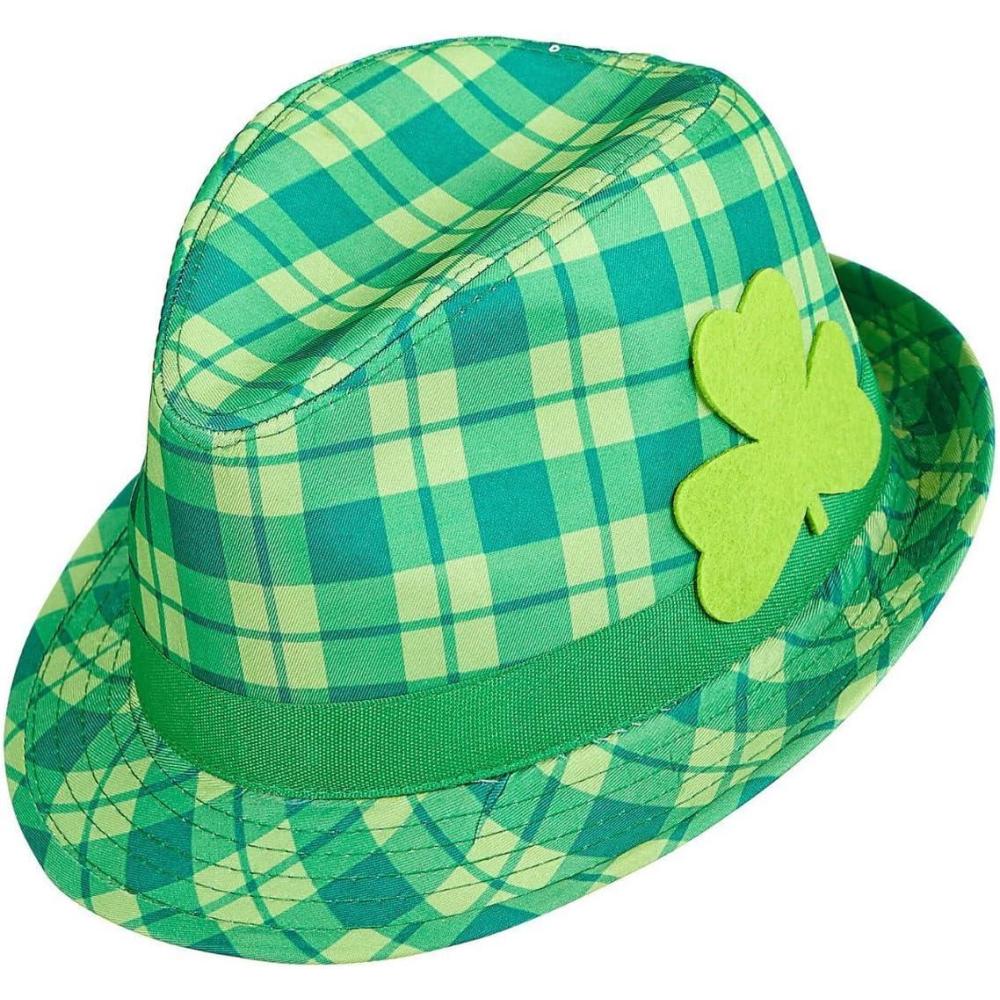 imageWidmann 14352 Chapeau Fedora Motif Saint Patrick avec trfle 4 Feuilles Vert IrlandaisVert