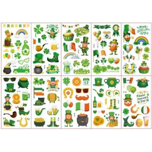 107 Styles St Patricks Day Decorations Temporary Tattoos, 10 Sheets St. Patrick&rsquo;s Day Tattoo Stickers, Shamrock Leprechaun Hat Irish Flags, Irish Party Supplies, St Patricks Day Accessories