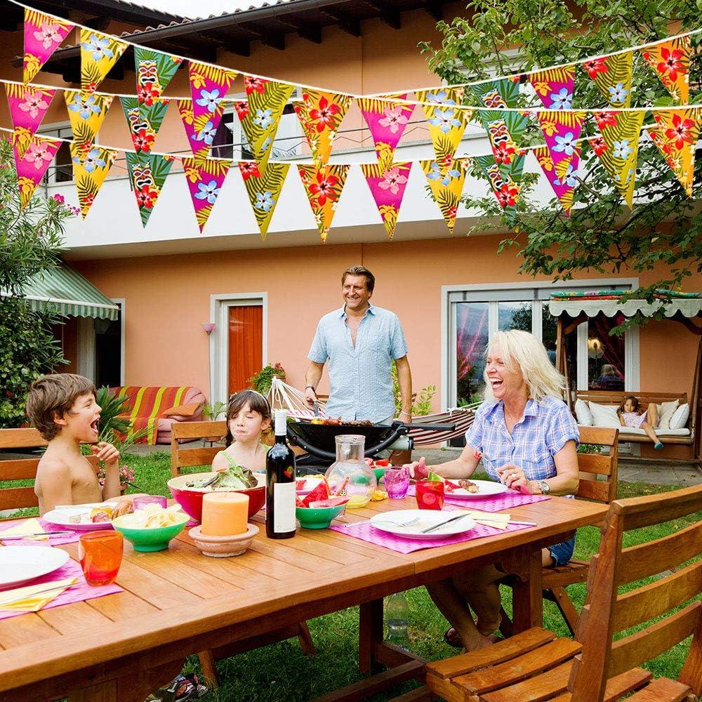 imageFEPITO 4 Pack Hawaen Bruant Bannire Luau Party Tropicale Fte Bruant Totalement 12 Mtres4 pcs