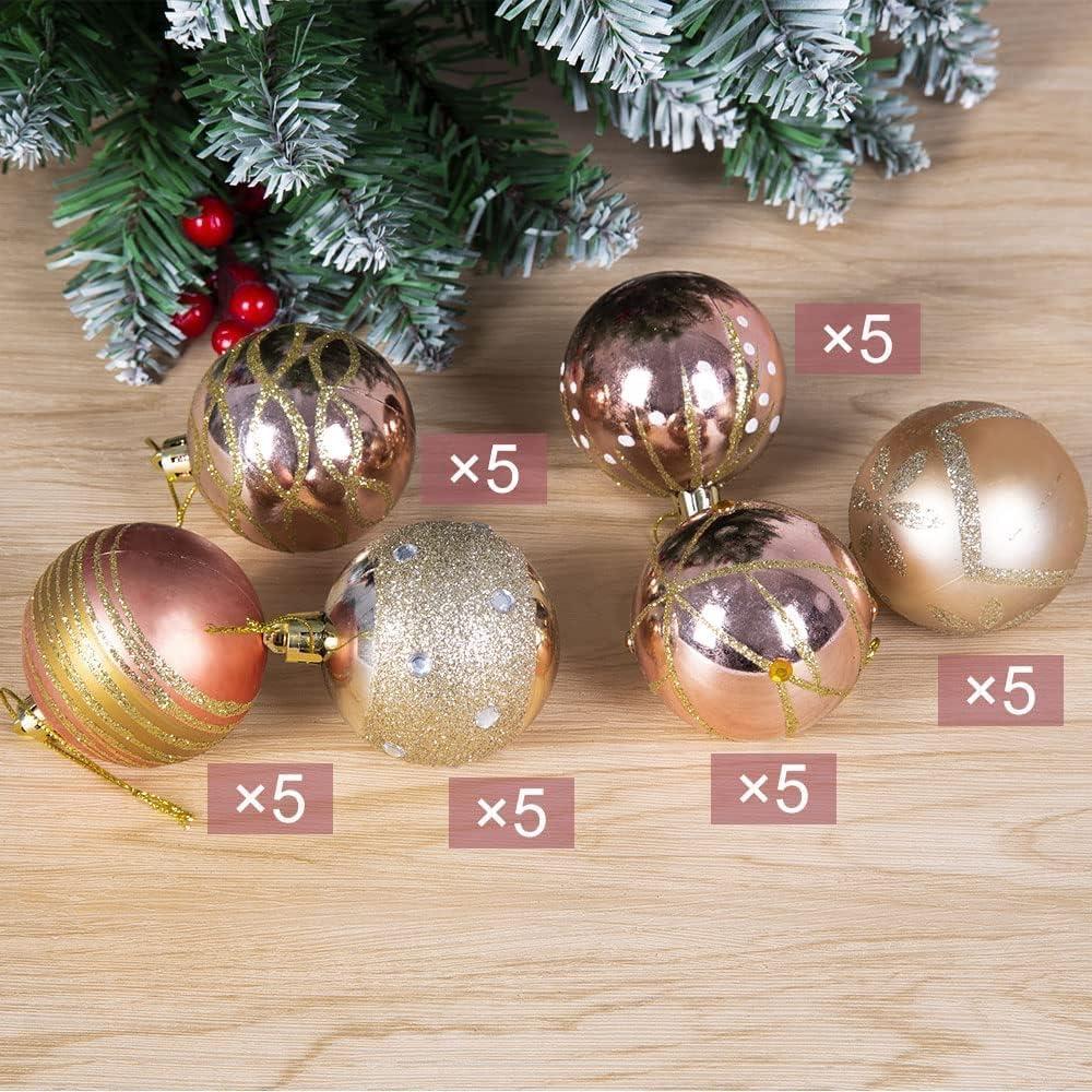 imageUten 50pcs Boules Dores de Nol Belles Suspendre pour Arbres de Nol Ftes Mariages Dcorations 4 cmRose6cm