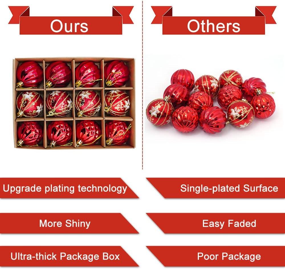 imageUten 50pcs Boules Dores de Nol Belles Suspendre pour Arbres de Nol Ftes Mariages Dcorations 4 cmRouge6cm